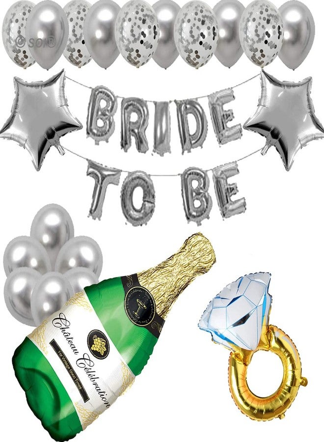 SOI Bride To Be Decoration Set Combo (28 Pcs) | Bachelorette Party Decorations | Metallic Balloons For Decorations | Bride To Be Ring Decor | Bridal Shower Decorations Kit - Image 1